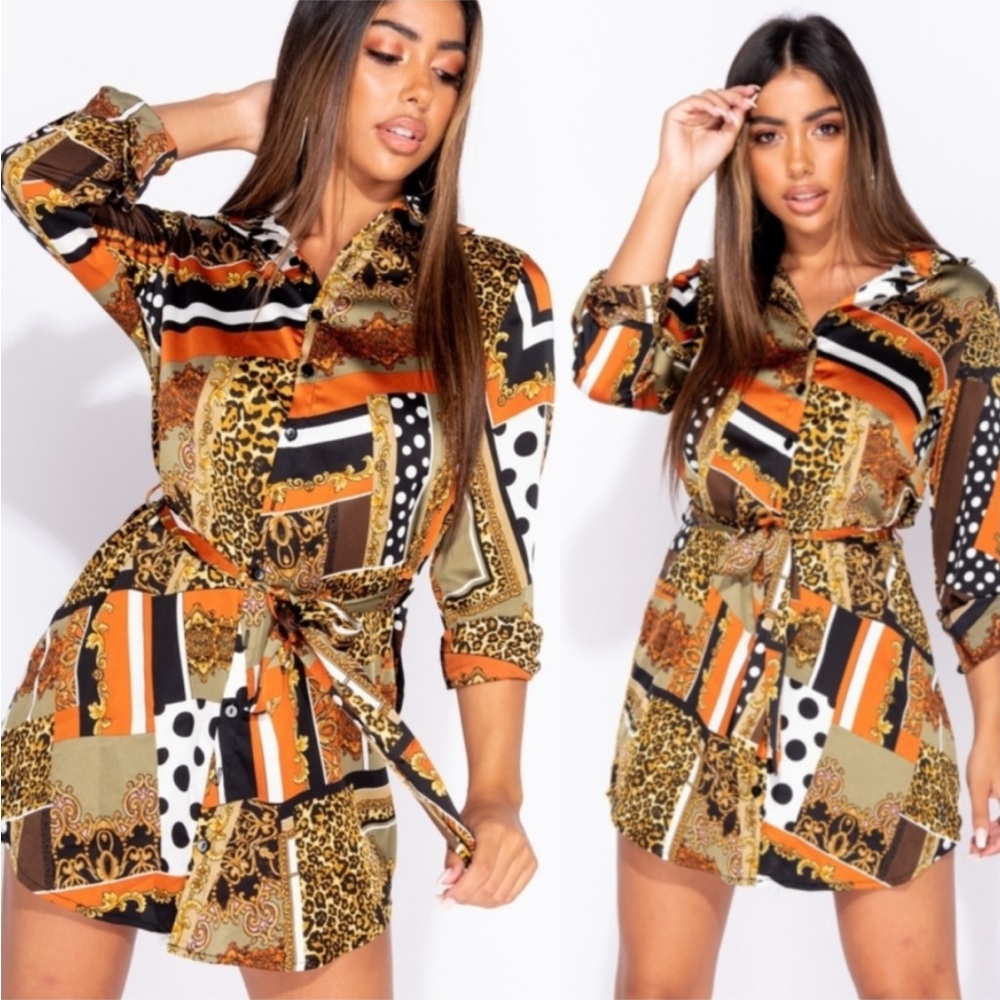 Harmony In Nature Silk like multicolor dress.